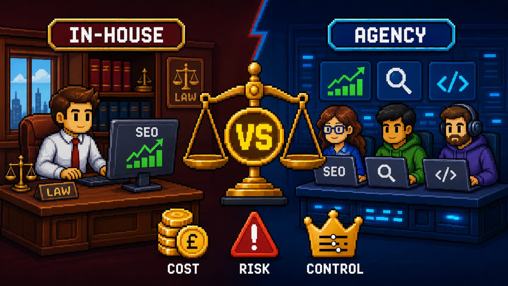 In-house vs specialist agency for law firm SEO: a total cost, risk and control comparison