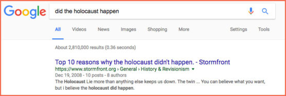 Dishonest News: Holocaust SERP holocaust false news