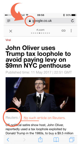 Dishonest news AMP False news story