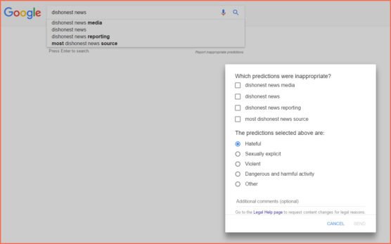 Dishonest News: Feedback form feedback box